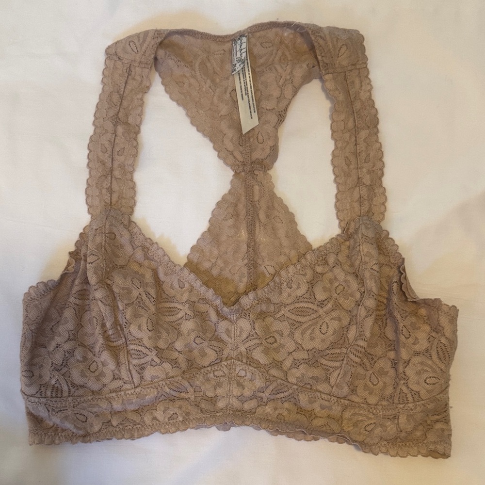 Free People Lace Bralette in Tan